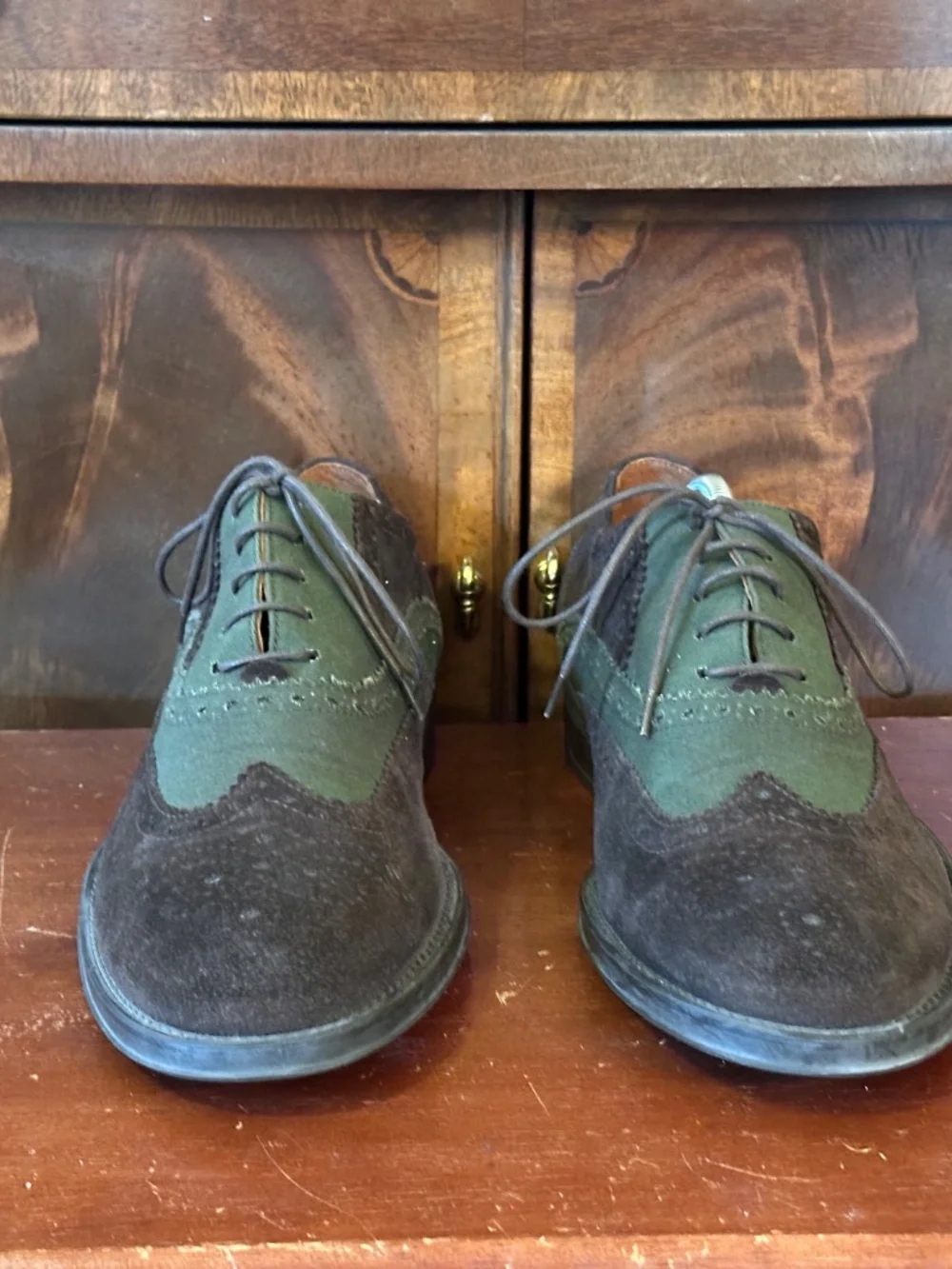 Donald J Pliner Suede Two-Tone Wingtip Oxfords